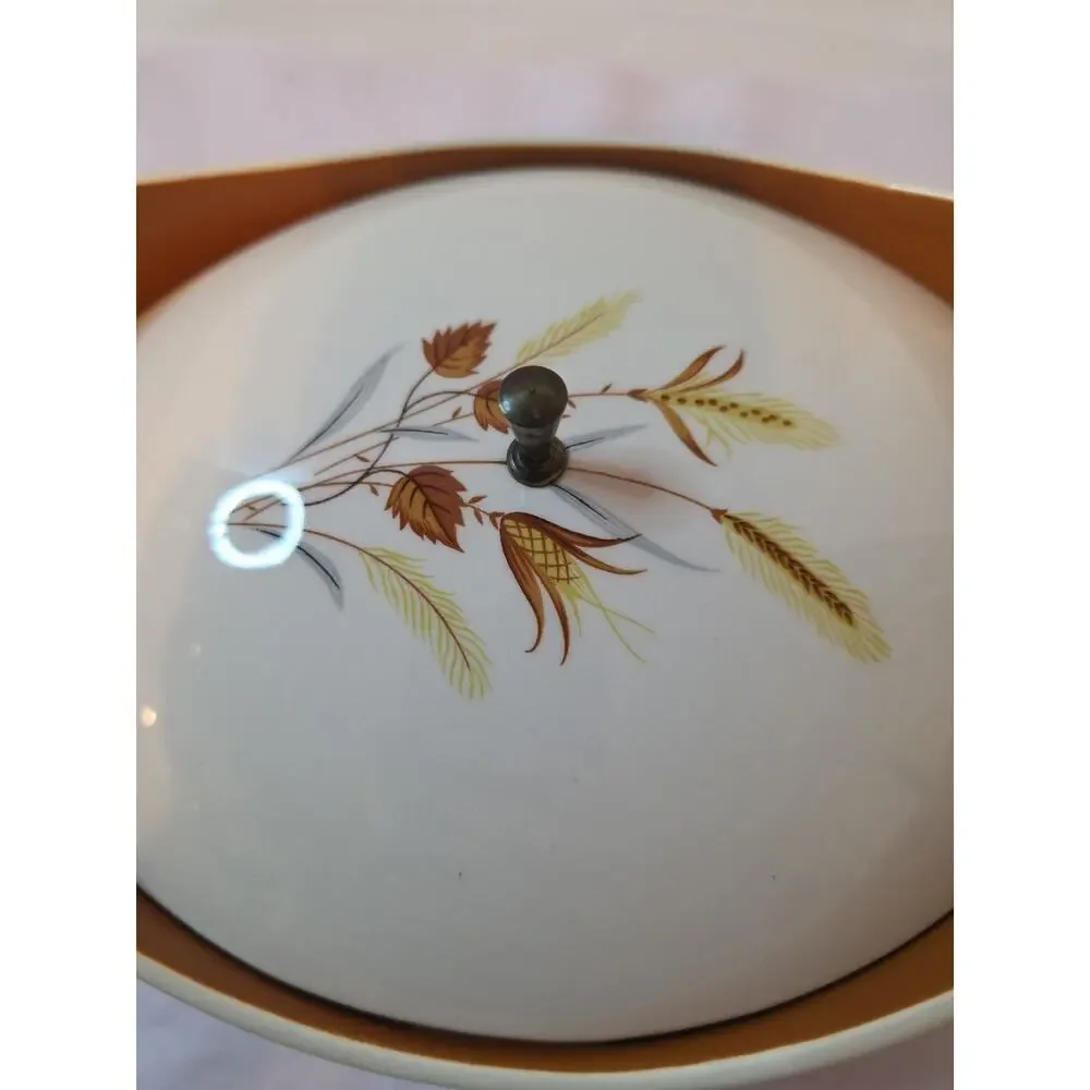 Vintage Mid Century Modern Taylor Smith Autumn Harvest Covered Casserole & Gravy